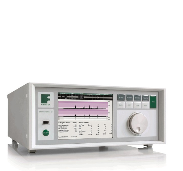 Non-destructive eddy current testing of long products with DEFECTOMAT