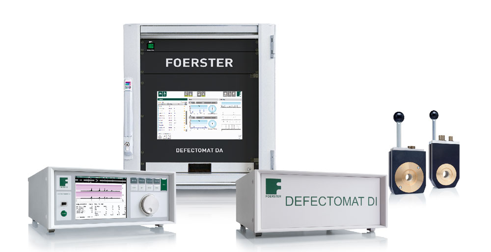 Non-destructive eddy current testing of long products with DEFECTOMAT